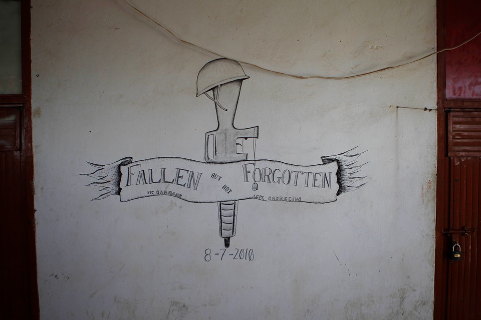 a Graffiti l on the walls of a compound in southern Afghanistan's Helmand province