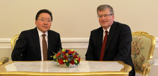Wizyta prezydenta Mongolii Tsakhiagiina Elbegdorja w Polsce - spotkanie z prezydentaem RP Bronislawem Komorowskim