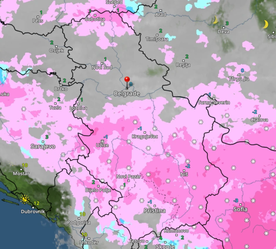Kretanje padavina u Srbiji sutra u 17 časova