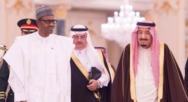 President Muhammadu Buhari (left) and Saudi Arabia monarch, Salman Bin Abdulaziz Al-Saud (Twitter @NGRPresident)