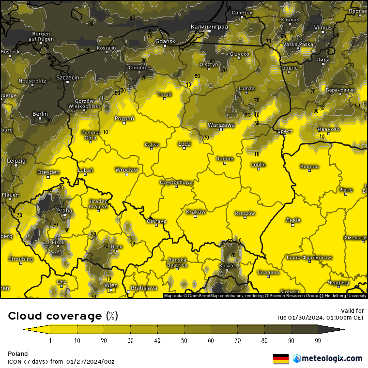 Na południu niebo może być momentami bezchmurne