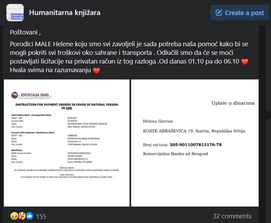 Licitacije za pomoć porodici Gavran