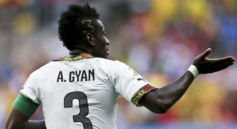 Ghana player Asamoah Gyan celebrates a goal against Portugal during a 2014 FIFA World Cup match in Brazil (Photo: EPA/Jose Sena Goulao)