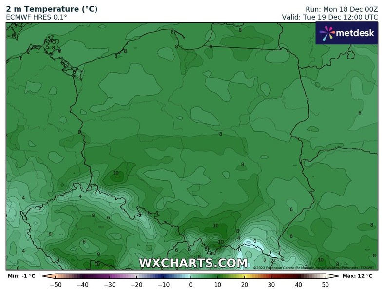 Początek tygodnia będzie bardzo ciepły. Na południu temperatura może przekraczać 10 st. C