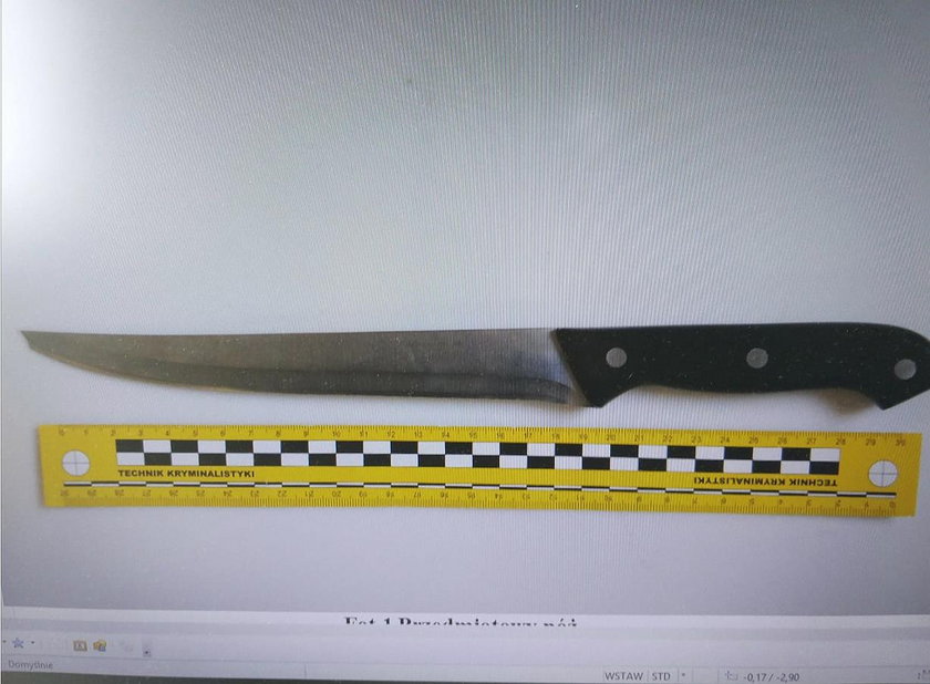 Tego właśnie noża bandyta użył do napadu na sklep