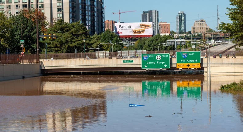 Record-breaking flooding in Philadelphia.
