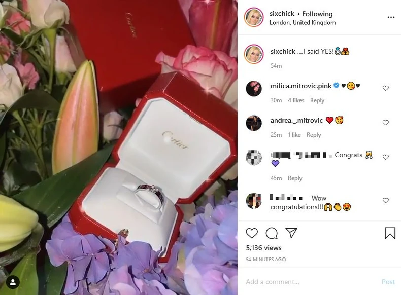 Kristina Mitrović, verenički prsten