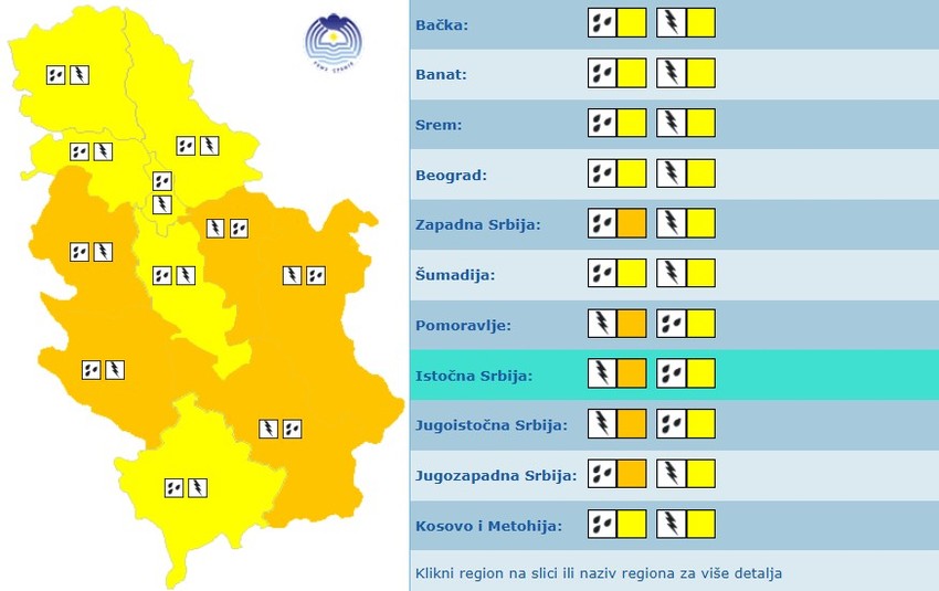 Meteoalarm za 2. jul, četvrtak