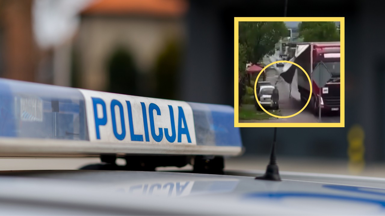 Pas od ciężarówki uderzył 57-latkę idącą chodnikiem. Kobieta nie żyje
