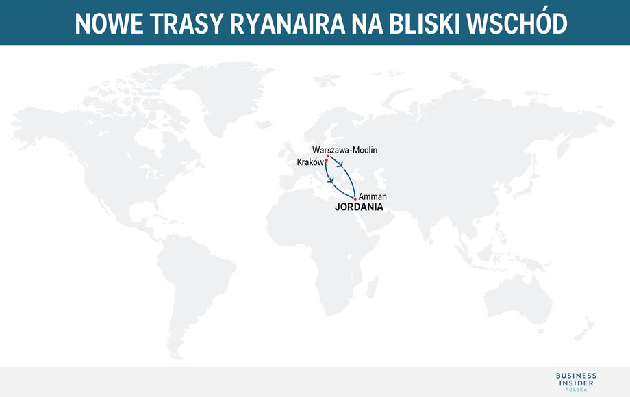 Nowe połączenia Ryanaira z Polski do Jordanii