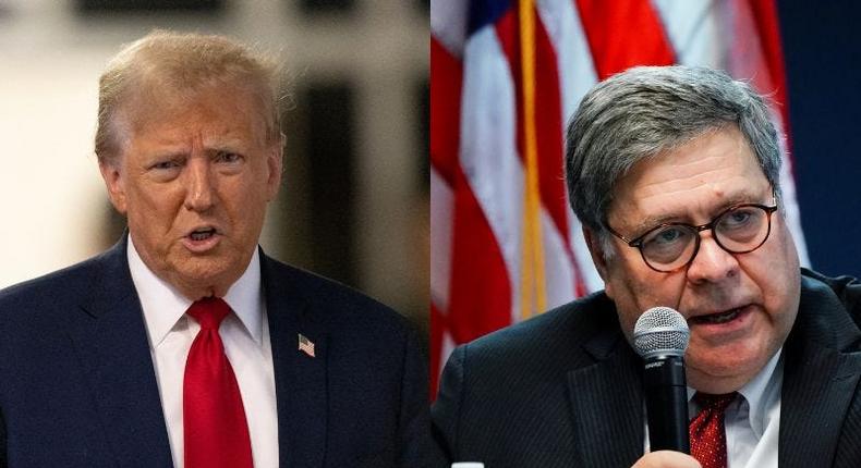 Former US President Donald Trump and former US attorney general Bill Barr.REUTERS