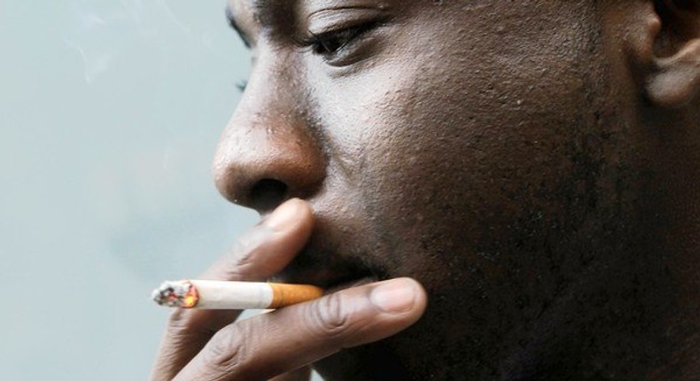 Black man smoking