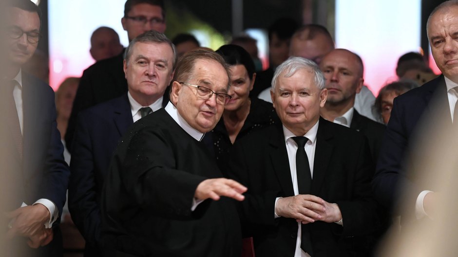 Ojciec Tadeusz Rydzyk, Jarosław Kaczyński, Piotr Gliński i Mateusz Morawiecki