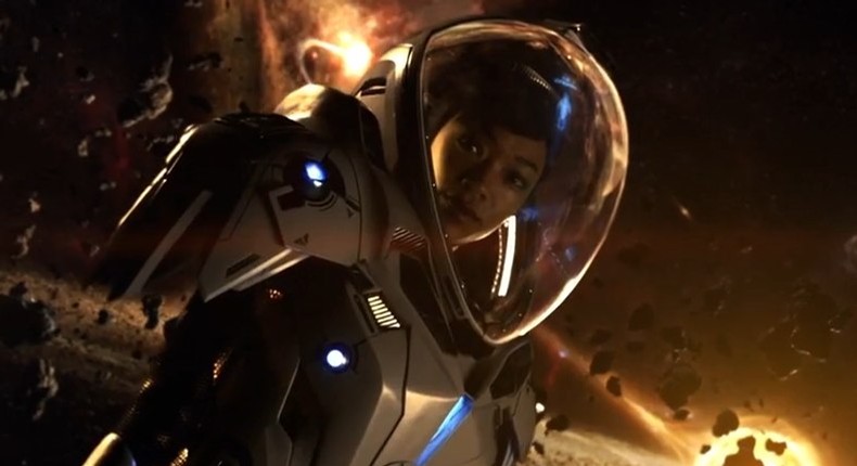 Sonequa Martin-Green plays First Officer Michael Burnham on Star Trek: Discovery.