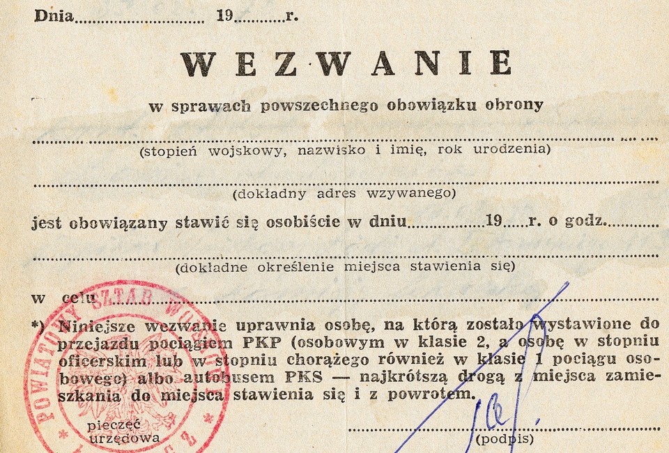 Wezwanie do wojska 1970