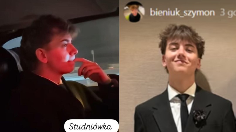 Szymon Bieniu w tym roku zdaje maturę, teraz bawił się na studniówce