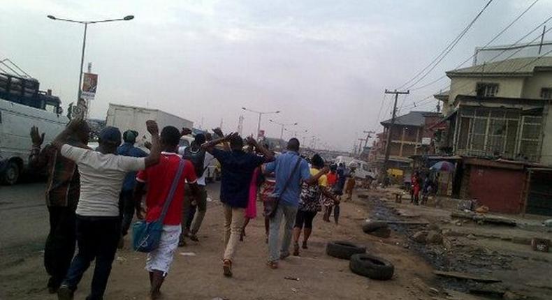 Riot breaks out in Oshodi on Thursday, March 26.