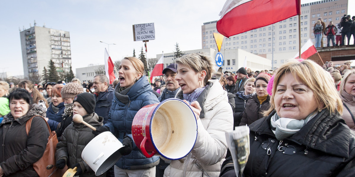 Jastrzebie Zdrój. Pikieta żon górników JSW 