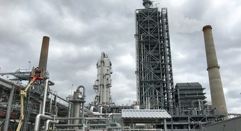 Equipment used to capture carbon-dioxide emissions at a coal-fired power plant in Texas.Ernest Scheyder/Reuters