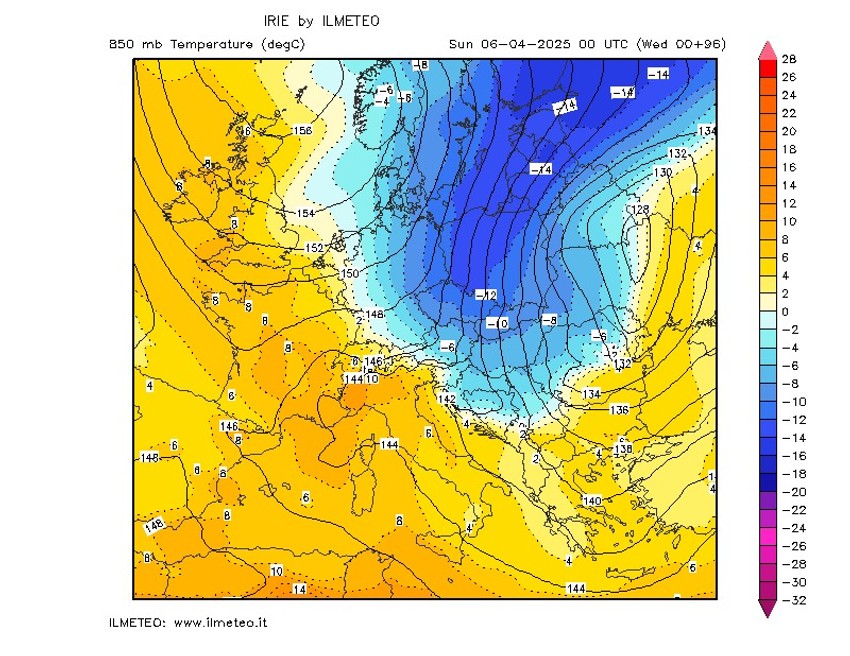 Mapa temperature vazduha za nedelju 6. aprila