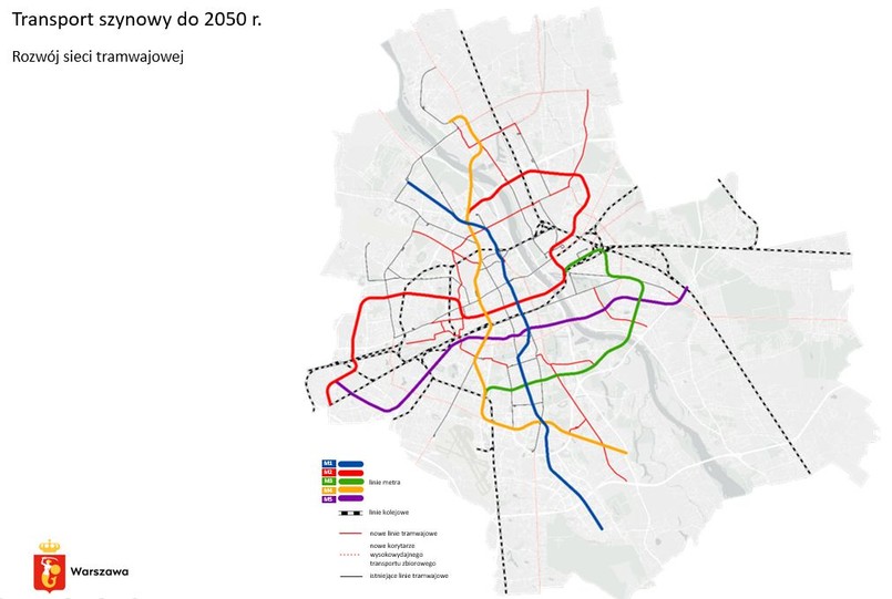 Rozwój sieci tramwajowej do 2025 roku Warszawa
