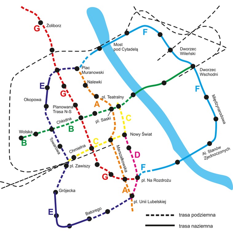 Plan sieci metra z 1927 rok