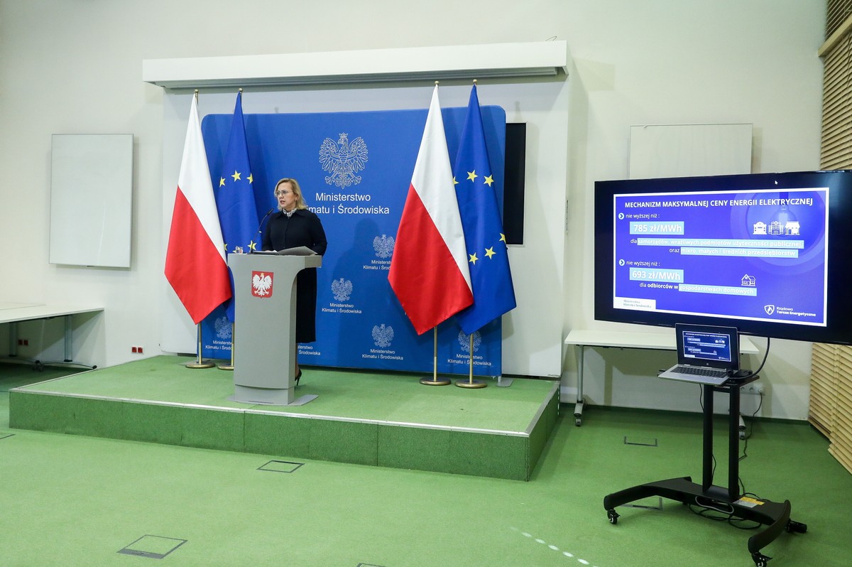 Minister klimatu i środowiska Anna Moskwa podczas konferencji prasowej w siedzibie resortu w Warszawie