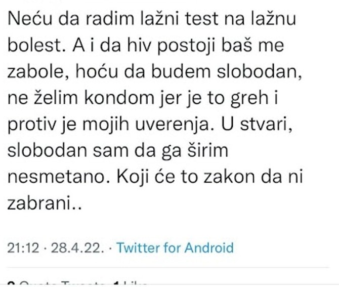 Komentar sa Tvitera