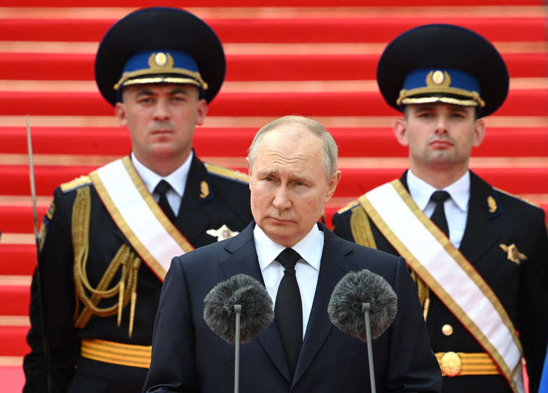 Prezydent Putin przemawia do członków rosyjskich służb bezpieczeństwa, Kreml, Moskwa, Rosja, 27 czerwca 2023 r.