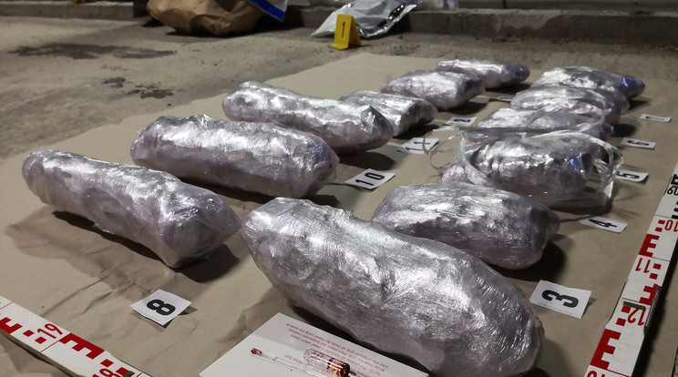 Negyven zacskónyi kábítószergyanús anyagot rejtettek el egy lengyel tréleren lévő személygépkocsiba Fotó: Police.hu
