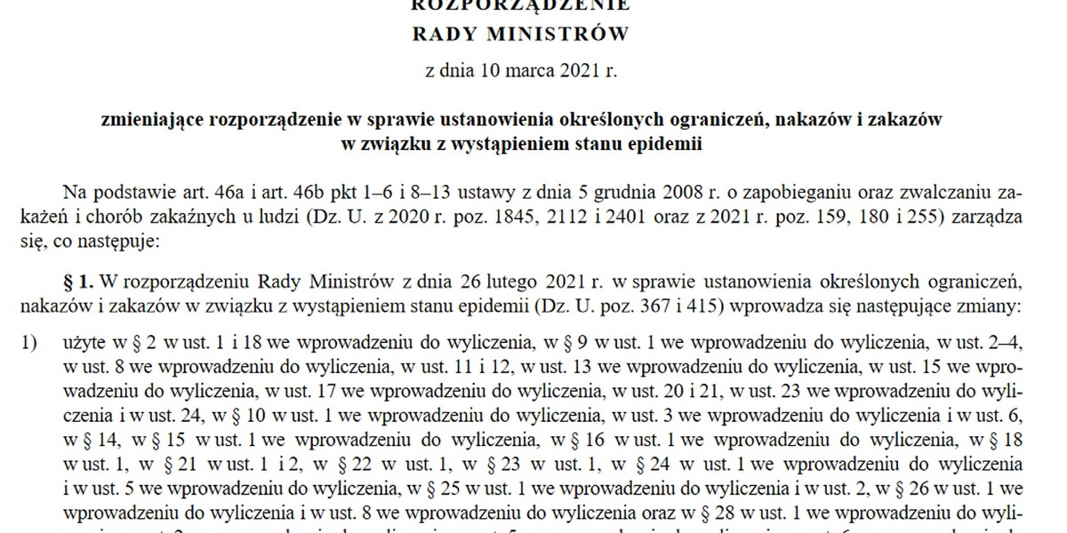 Tak wygląda nowe rozporządzenie covidowe. 