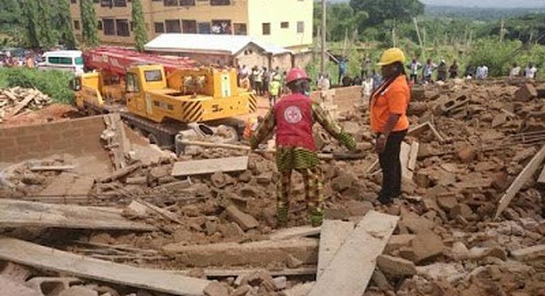 Uncompleted three-storey building collapses at Federal Polytechnic Oko