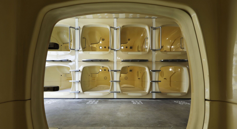 1. ℃ (Do-C) Gotanda is a modern capsule hotel in Tokyo featuring minimal interiors and a rough, industrial look.