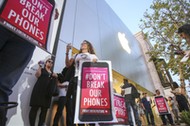 Rally in support of data privacy outside the Apple store