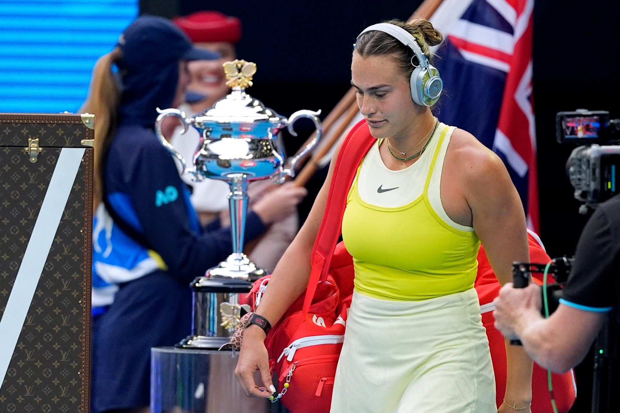Bieloruská tenistka Arina Sobolenková počas finále Australian Open. 