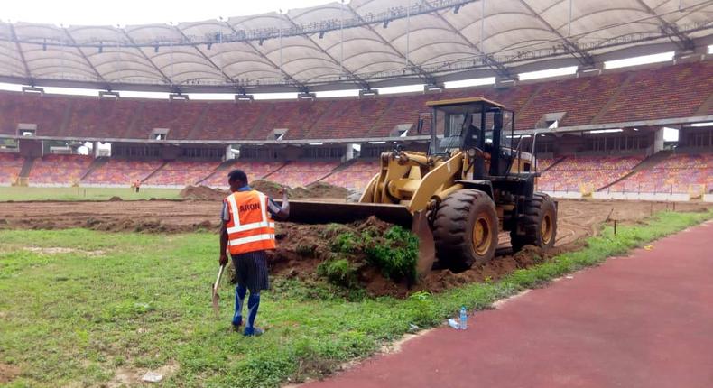 Renovation work commences at Moshood Abiola Stadium.