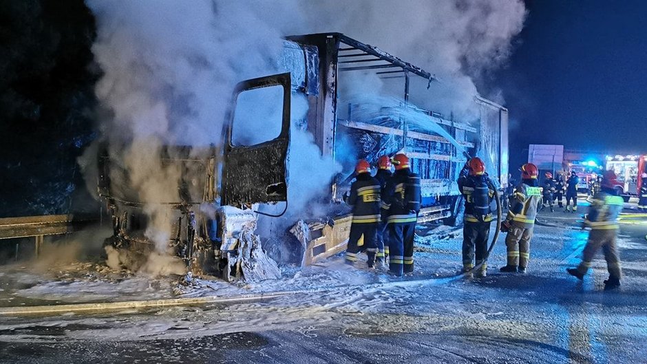 Pożar ciężarówki na A4