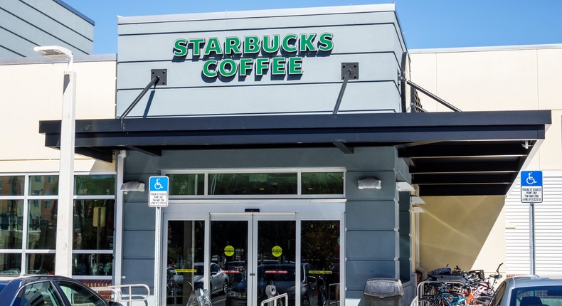 Mercedes-Benz is bringing its 400 kW electric vehicle charging stations to 100 Starbucks locations across Interstate 5, a much-traveled US highway.Jeff Greenberg/Getty