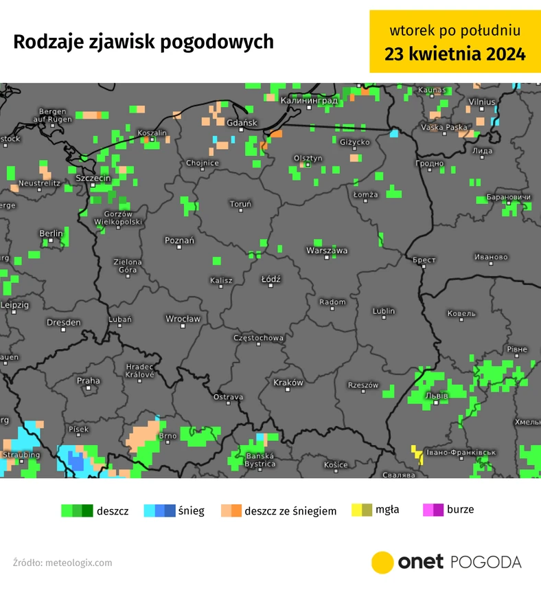 W ciągu dnia opady będą nieliczne i wyłącznie przelotne