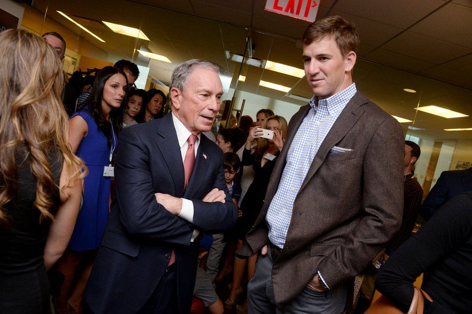 Michael Bloomberg chatted with Eli Manning.
