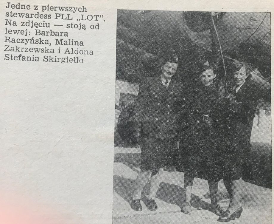 Aldona Skirgiełło (pierwsza z prawej) wraz z jednymi z pierwszych stewardess LOT-u