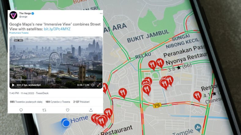 Każdego dnia z Google Maps korzystają miliony użytkowników. Teraz mapy te zyskają nową funkcjonalność (Screen: Twitter/verge)