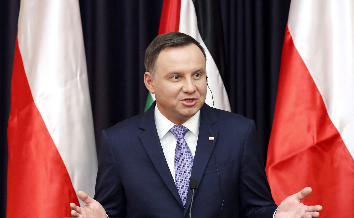 Andrzej Duda na konferencji w Betlejem