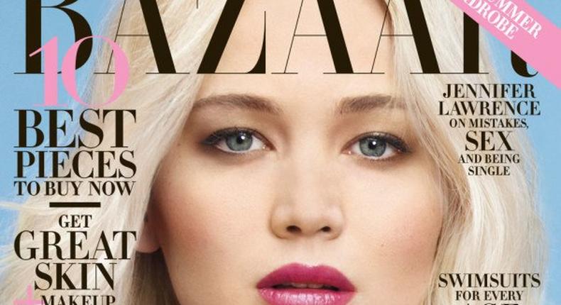 Jennifer Lawrence on the cover of Harper's Bazaar magazine