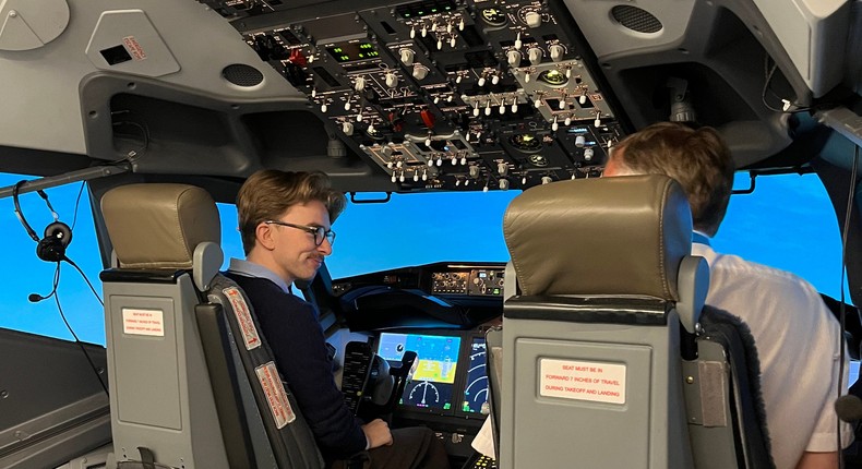 The author in Skyborne's Boeing 737 Max simulator.Pete Syme/Business Insider