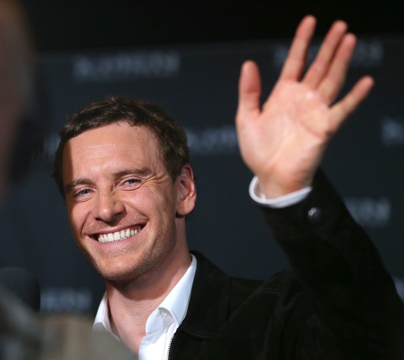 Michael Fassbender podczas promocji filmu "X-Men: Apocalypse"