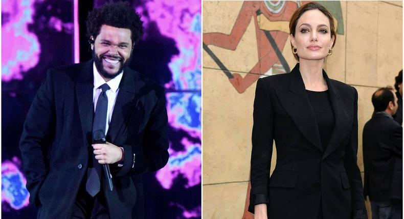 American singer The Weeknd and movie star Angelina Jolie [Instagram/TheWeeknd] [Instagram/AngelinaJolie]