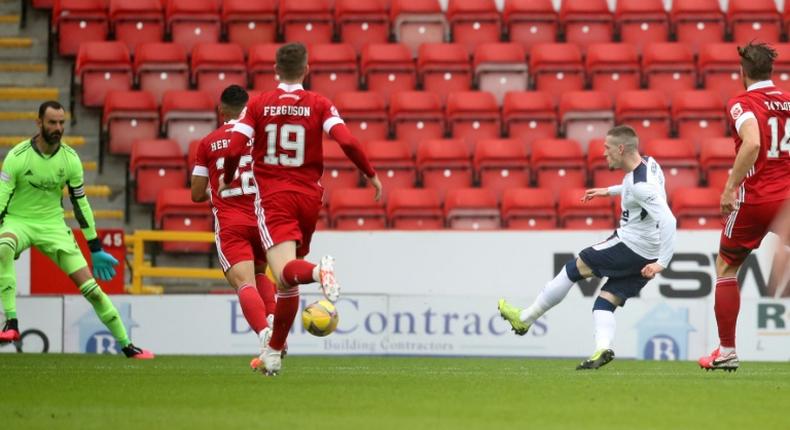 Ryan Kent (second right) scored the only goal of the game in Rangers' 1-0 win at Aberdeen
