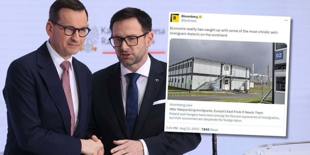 Premier Mateusz Morawiecki i przes PKN Orlen Daniel Obajtek (zdj. Twitter.com/Bloomberg)