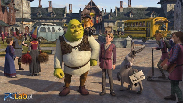Shrek, Kot w Butach, Artie i Osioł na terenie Akademii Worcestershire
